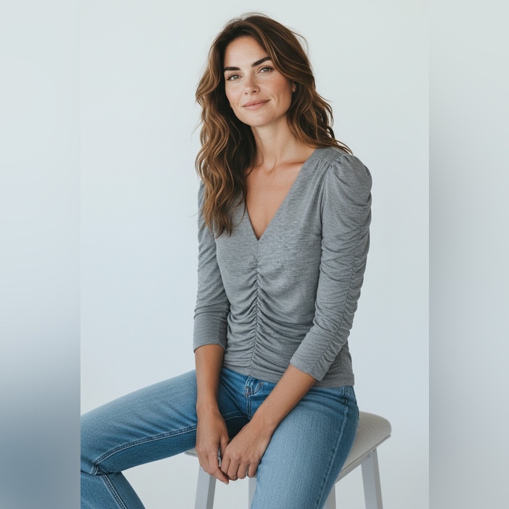 Light grey wool cardigan Rebecca Taylor, new, fits US size M (L European).